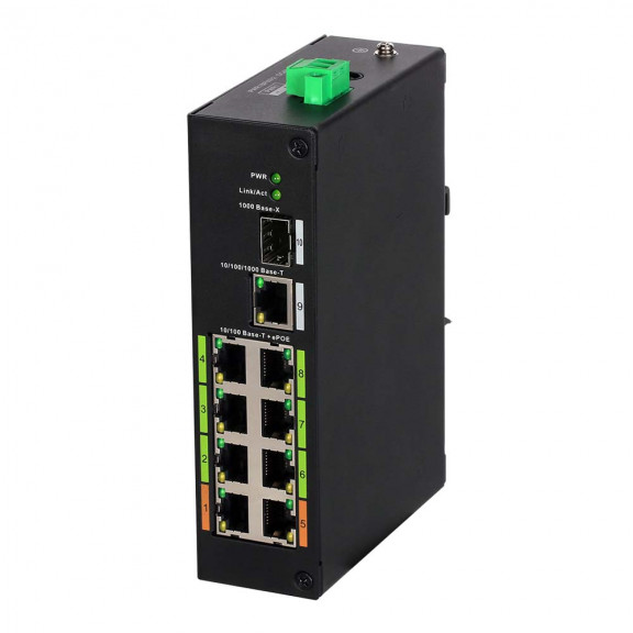 8-портовий ePоE комутатор Dahua Technology DH-LR2110-8ET-120