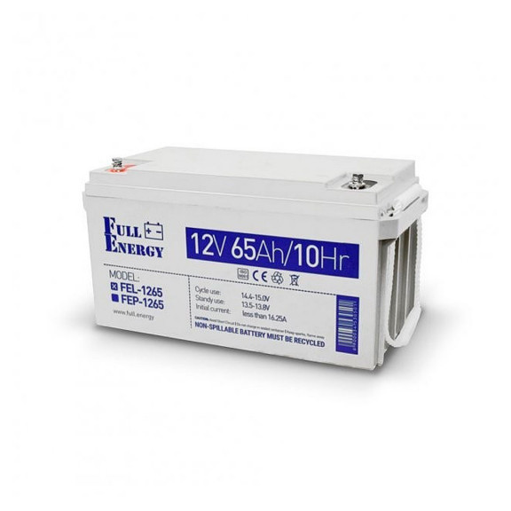 Акумулятор гелевий 12В 65 Аг для ДБЖ Full Energy FEL-1265