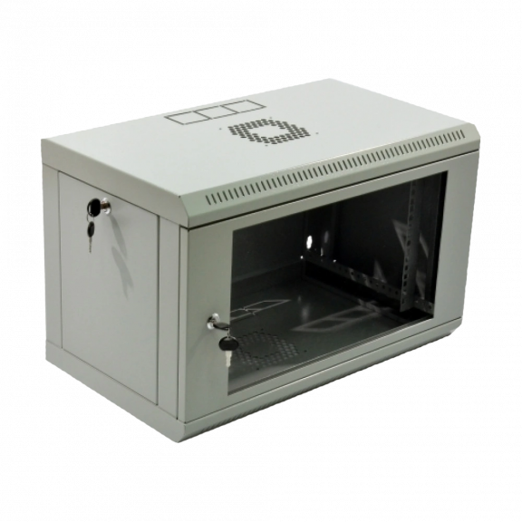 Комутаційна шафа 19" 6U, 600x350x373мм (Ш*Г*В), економ,акрилове скло, сіра
