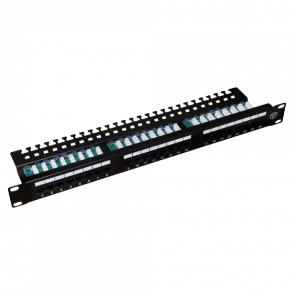 Патч-панель 24 порта 19" з менеджментом кабеля Hypernet PP-UTP24-WMR
