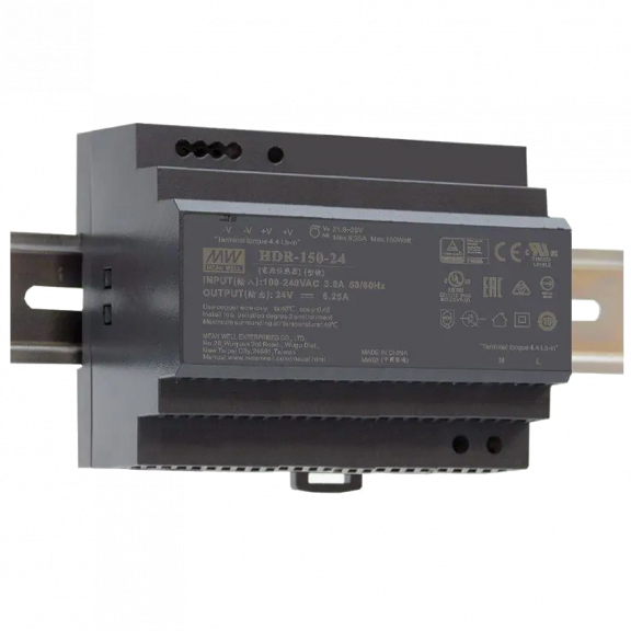 MeanWell HDR-150-24 - Блок живлення (24B 6.25 А для монтажа на DIN рейку)