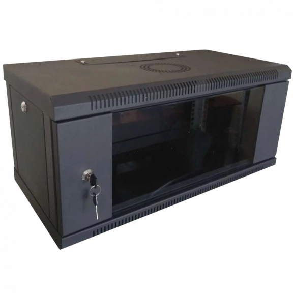 Hypernet WMNC-4U-FLAT-AC-BLACK 4U 600x450 - Шафа коммутаційна настінна розбірна чорна