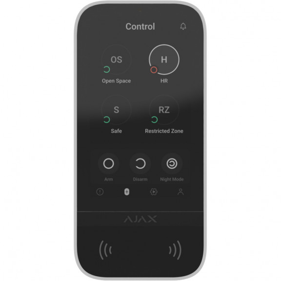 Ajax KeyPad TouchScreen White - Бездротова клавіатура з сенсорним екраном і безконтактною авторизацією