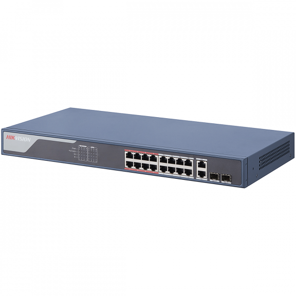 Hikvision DS-3E1318P-EI - 16-портовий комутатор Fast Ethernet Smart POE
