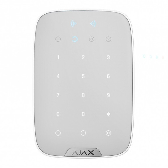 Клавіатура з підтримкою безконтактних карток і брелоків Ajax KeyPad Plus Біла