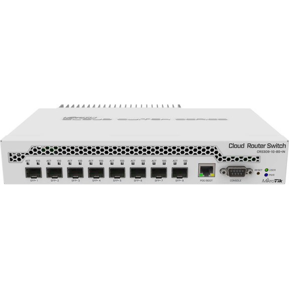 MikroTik CRS309-1G-8S+IN - Настільний комутатор з одним портом Gigabit Ethernet і вісьмома портами SFP+ 10 Гбіт/с