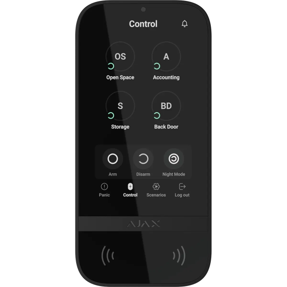 Ajax KeyPad TouchScreen Black - Бездротова клавіатура з сенсорним екраном і безконтактною авторизацією
