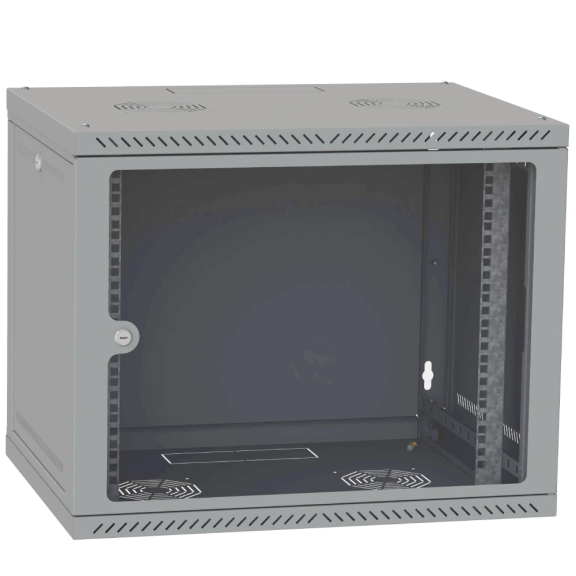 IPCOM 9U 600x600 - Шафа телекомунікаційна двері скло (сіра)