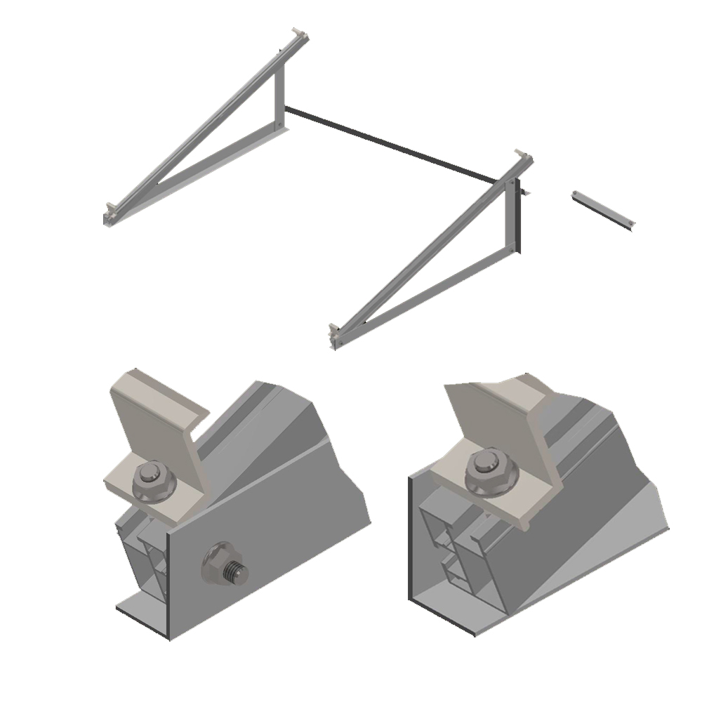 Комплект альбомної системи кріплень НА 2 ФОТОМОДУЛЯ / розмір модуля(2278х1133х35)(кут 30,алюміній)