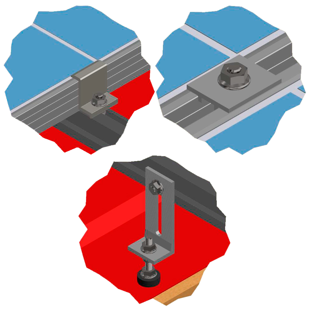 Комплект кріплень для похилої покрівлі НА 2 ФОТОМОДУЛЯ / розмір модуля(2278х1133х35)(алюміній)